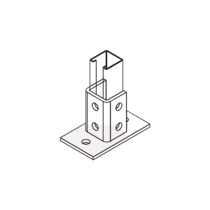 Base Rectangular con 2 perforaciones para Perfil Sencillo.