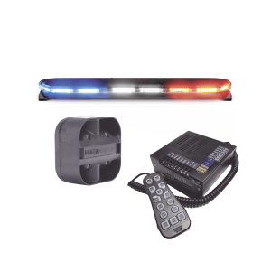 Kit de Sirena, Bocina y Torreta de 47", Serie 16 con 300 LEDs, Dual Color, Frente: Rojo/Blanco, Azul/Blanco, Trasero: Rojo/Ámbar, Azul/Ámbar
