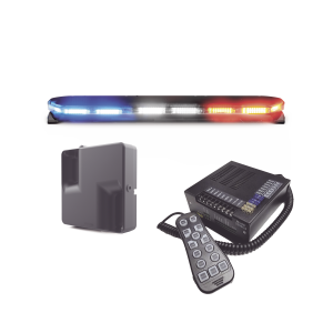 Kit de Sirena, Bocina y Torreta de 47", Serie 16 con 300 LEDs, Dual Color, Frente: Rojo/Blanco, Azul/Blanco, Trasero: Rojo/Ámbar, Azul/Ámbar
