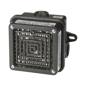 Bocina para lugares peligrosos Vibratone® con carcasa para exteriores Tipo 4X, Certificado CSA Listado por UL y cUL para Clase I, División 2, Grupos A, B, C y D; Clase II, División 2, Grupos F y G; Clase III, 120 VCA, Color Negra