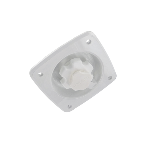 Regulador de presión de agua color blanco.