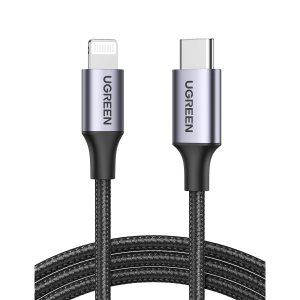 Cable USB-C a Lightning | 2 Metros | Certificado MFi | Carga Rápida 60W | 480 Mbps | Conector C94 | Adecuado para iPhone, iPad y iPod | Protección Integrada | Caja de Aluminio | Nylon Trenzado | Color Negro.