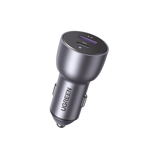 Cargador de Auto 52.5W | Puerto USB-A y USB-C | Carga Rápida | Compatible con Vehículos de 12 y 24 VCD | PD3.0 + QC3.0 | Chip Inteligente | Diseño Compacto Mayor Eficiencia Energética | Caja de Aluminio.