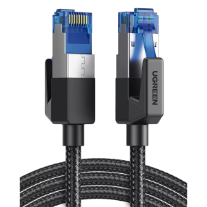 Cable Ethernet Cat8 CLASS�?�F/FTP Redondo con Malla de Nylon 2 Metros