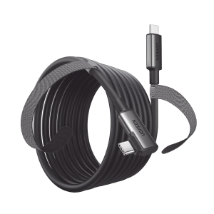 Cable USB-C a USB-C (Cable Link) | 5 metros (16 pies) |  Transferencia de Alta Velocidad | Carga Rápida | Un Extremo Angulado | Caja de Aluminio | Nylon Trenzado.