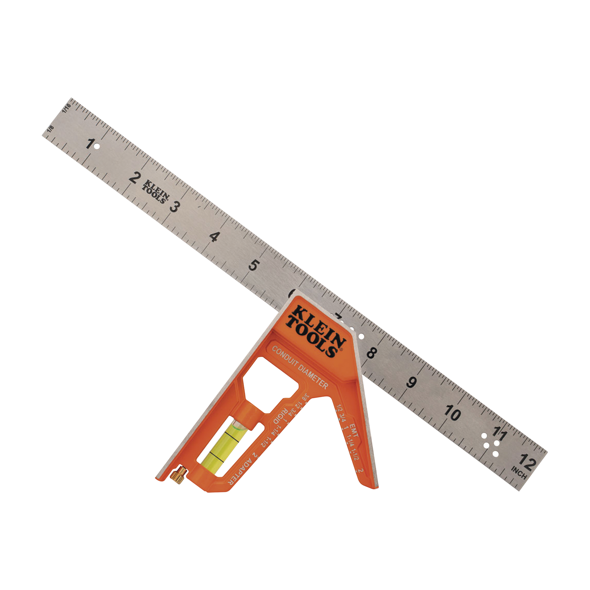 Escuadra Especial de 12 Pulgadas, con Bordes de 45° y 90° y Regla Magnética. Ranura en V para Diámetro de Tubo Conduit