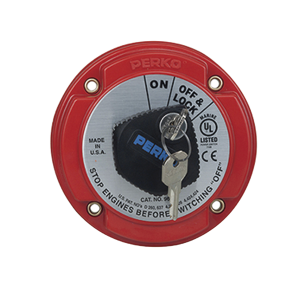 Switch Selector de Batería On / Off de Servicio Mediano, con Bloqueo por Llave para Sistemas Eléctricos Marinos