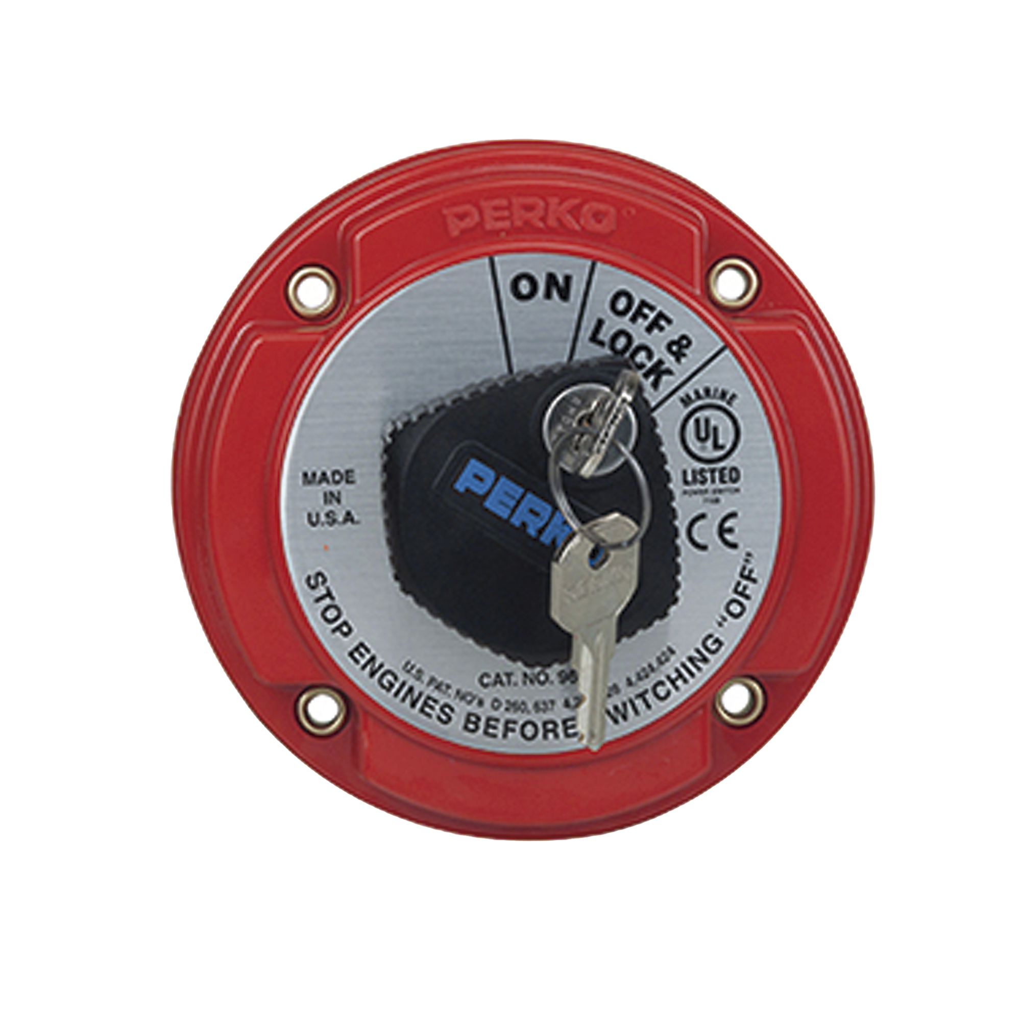 Switch Selector de Batería On / Off de Servicio Mediano, con Bloqueo por Llave para Sistemas Eléctricos Marinos