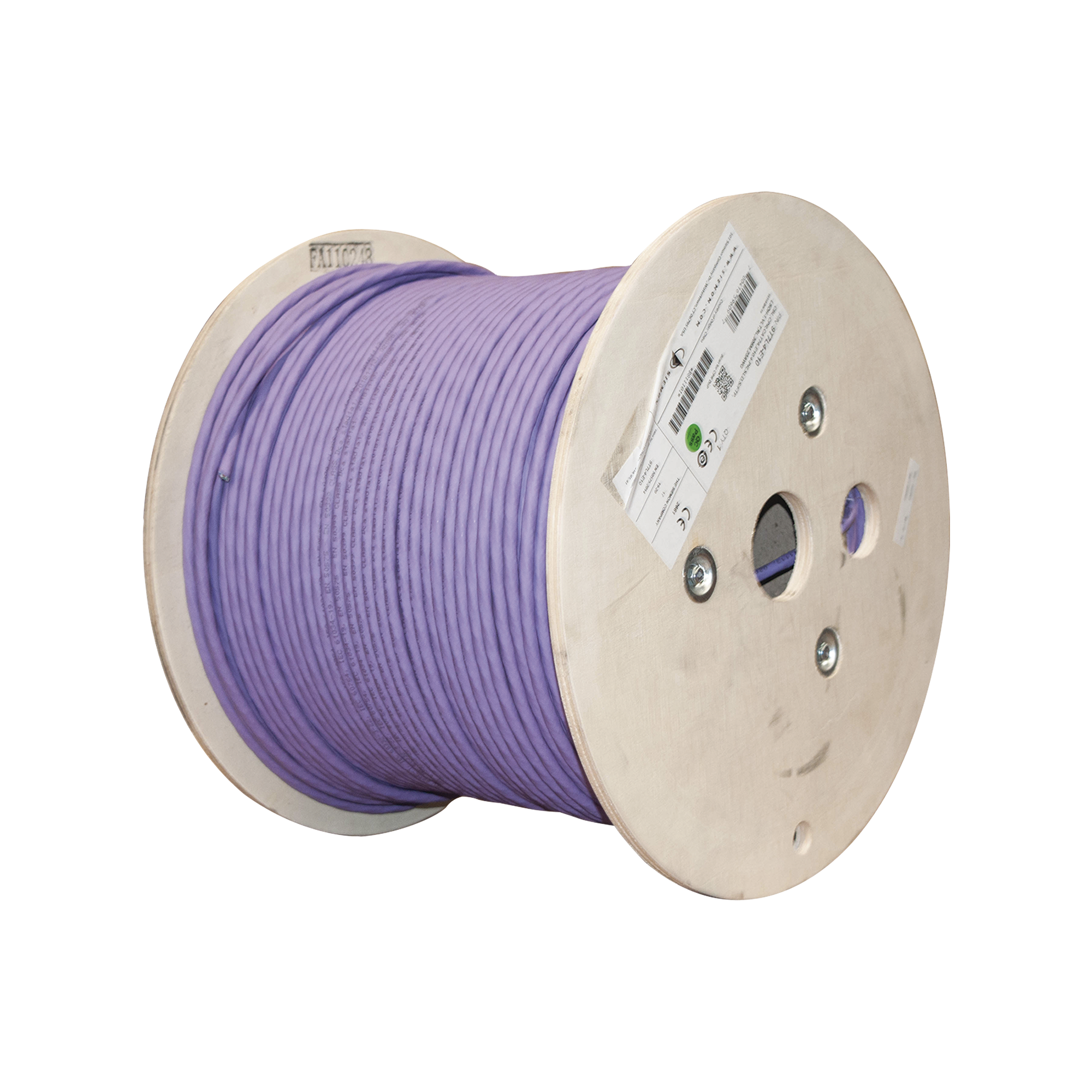 Bobina de Cable Blindado S/FTP de 4 pares, Cat7A, Inmune a Ruido e Interferencias, LS0H (Bajo humo, Cero Halógenos), Color Violeta, 305 m
