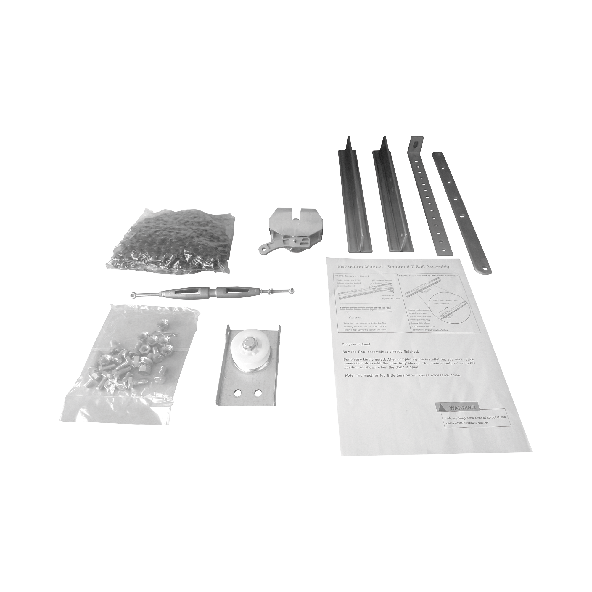 Kit de Riel tipo T / 3mts / Compatible C / Motor ACCESSFORCE / FS1000APPRT / Incluye 3 secciones de riel / 2 Coples / 6 mts de cadena .