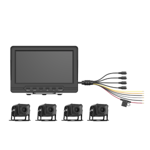 Sistema de Monitoreo Local / 4 Cámaras 1080p para Exterior (IP68) y Pantalla LCD de 7" a Color / Memoria Micro SD de 64 GB (Expandible a 512 GB) / Soporta Cambio de Cámara al Dar Reversa al Vehiculo / Accesorios de Instalación