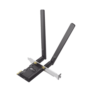Adaptador PCIe inalámbrico doble banda AX1800 Mbps / Seguridad Inalámbrica WPA3 /Antena de alta ganancia / Tecnología MU-MUMO 2X2 / Soporte de perfil bajo y Altura completa / Bluetooth 5.2