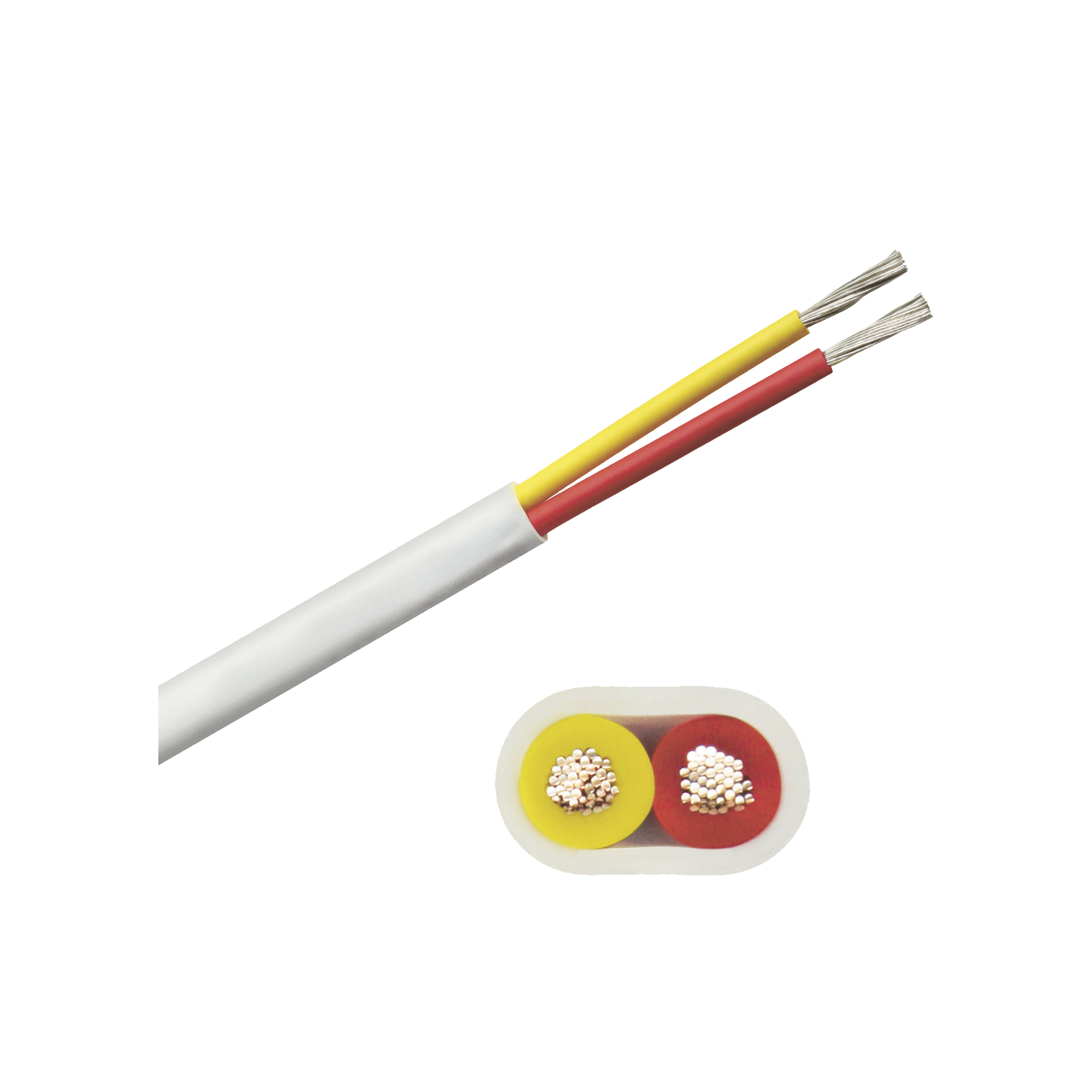 Rollo de cable plano grado marino calibre 14, de 2 conductores (rojo y amarillo) de 500 pies (152.4 m). de 2 conductores (rojo y amarillo)