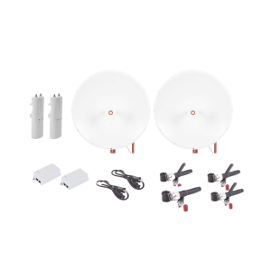 Kit completo de radio C5C con Antena TXP4865D34DP de 34 dBi, Frecuencia (4.9-6.5 GHz), para hasta 65 km, PoE, cable de alimentación y Jumpers Incluidos