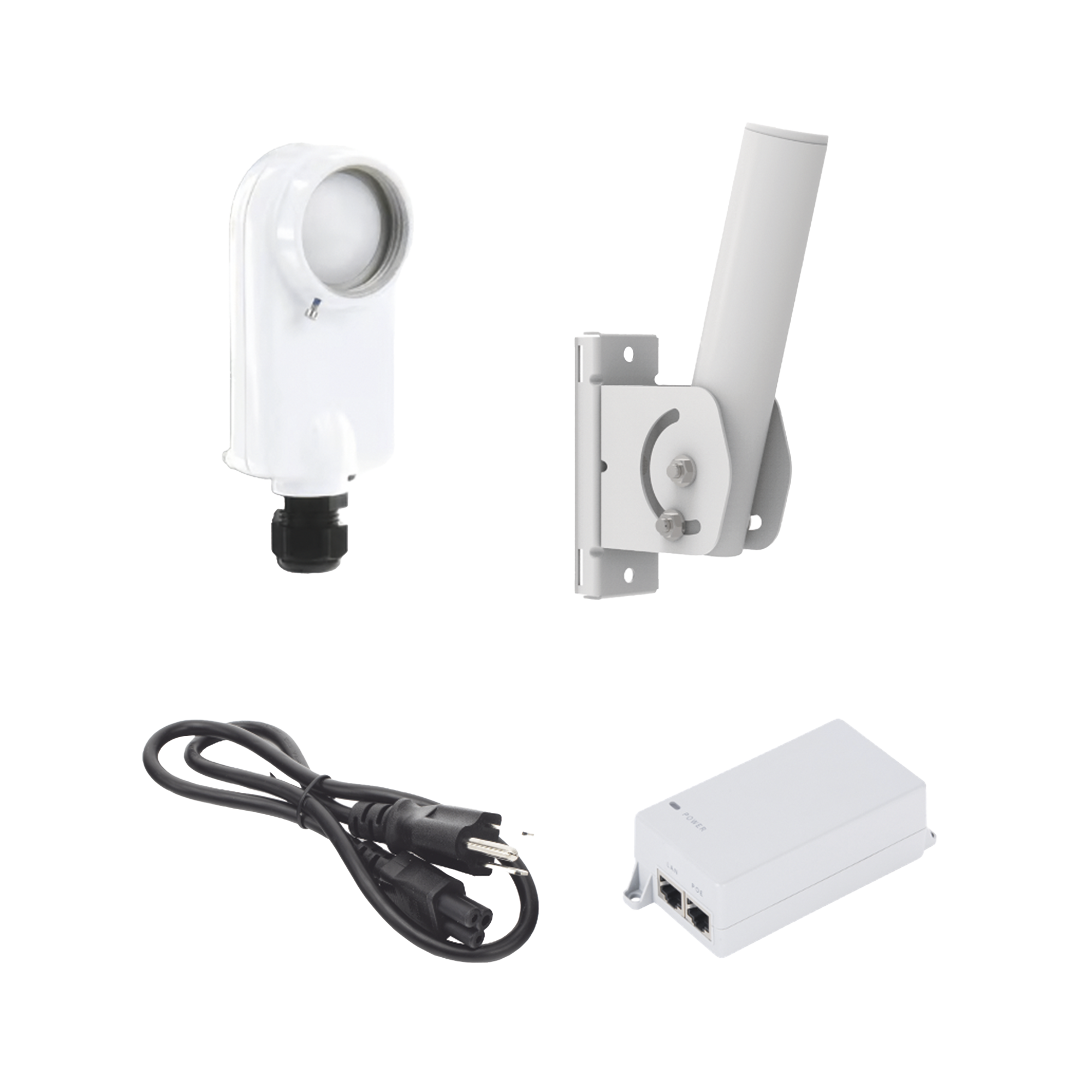 Kit de radio C5X, rango de frecuencia extendida (4.9 a 6.4 GHz), incluye inyector POE, cable de alimentación y montaje universal para tubo o poste