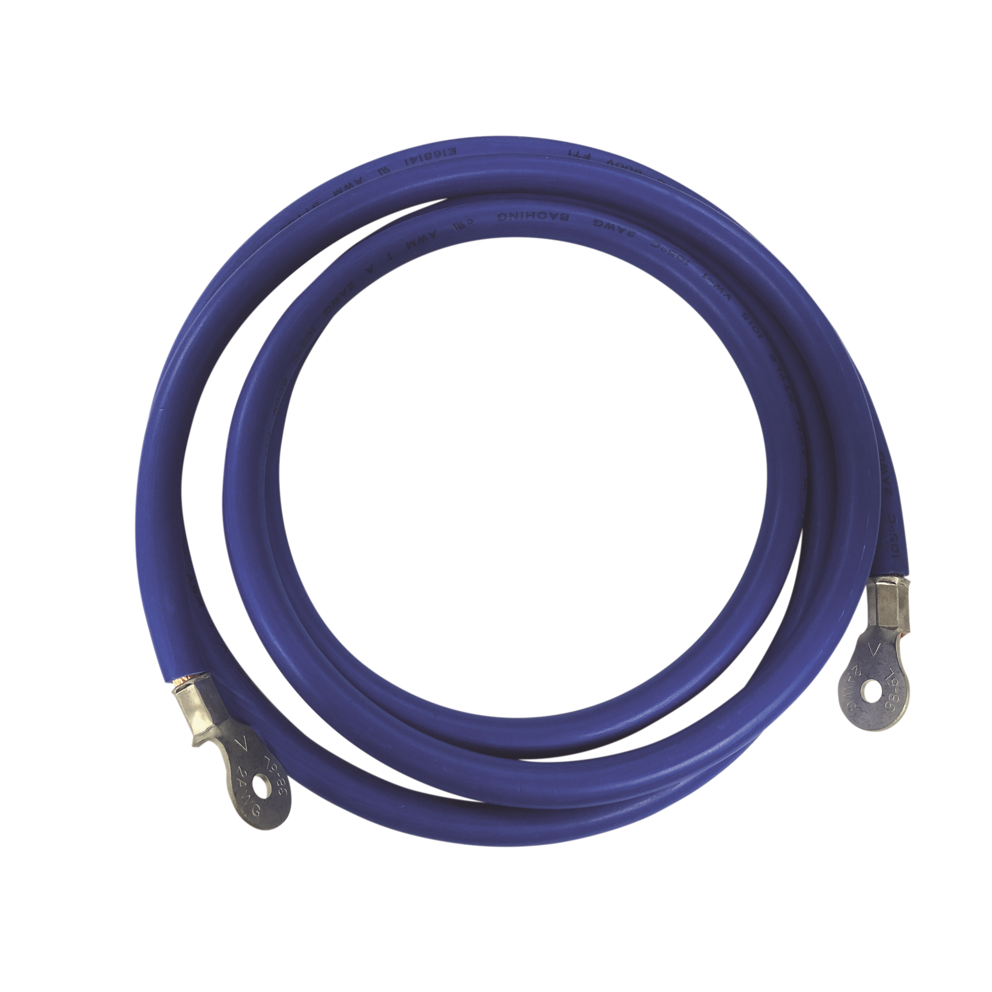 Cable para Baterías,  2.2 m Azul Calibre 2 AWG con Terminales de Ojo en Ambos Extremos