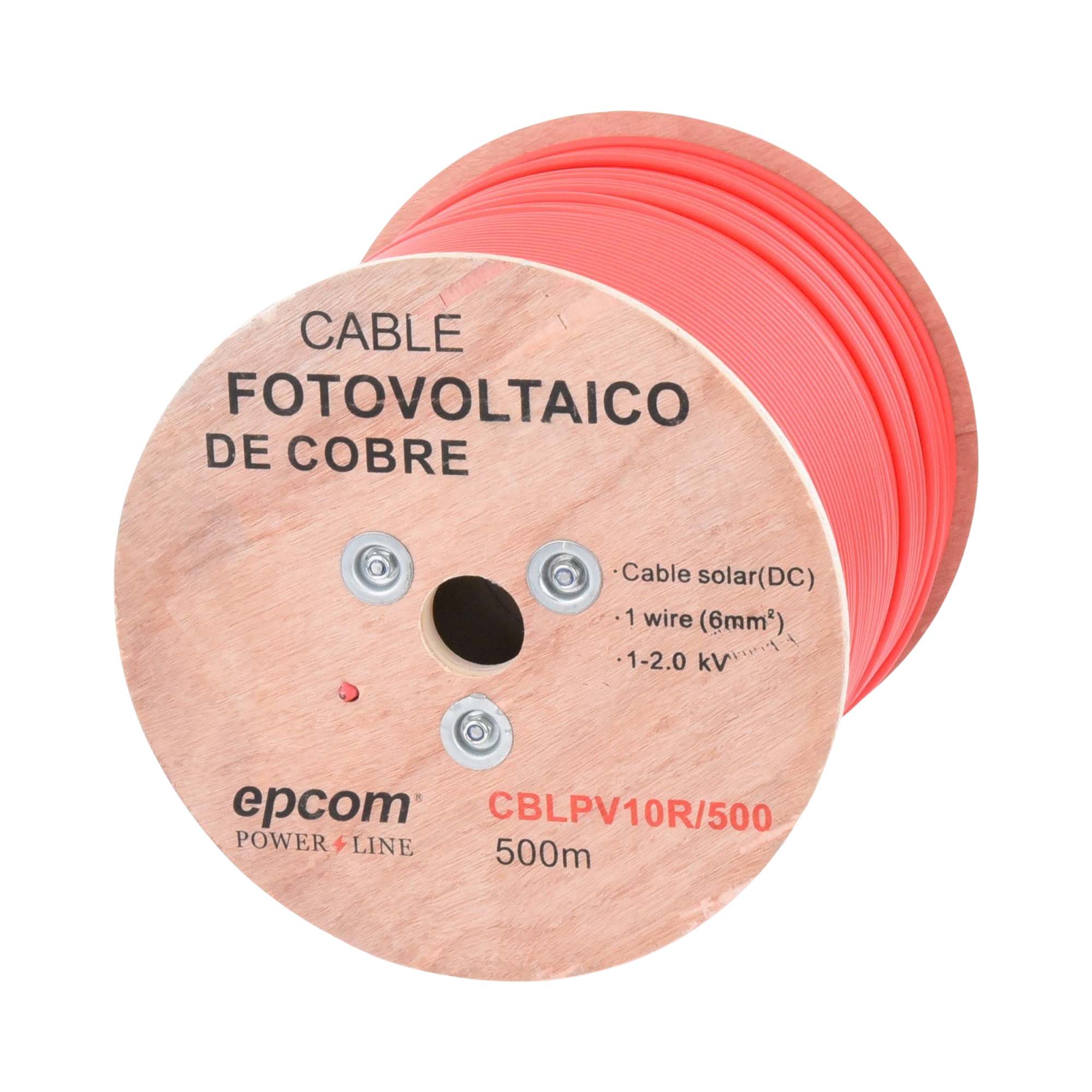 Carrete de 500 Metros / Cable Fotovoltaico Rojo  / Material COBRE / 6mm² (10AWG) / 2000 Vcc