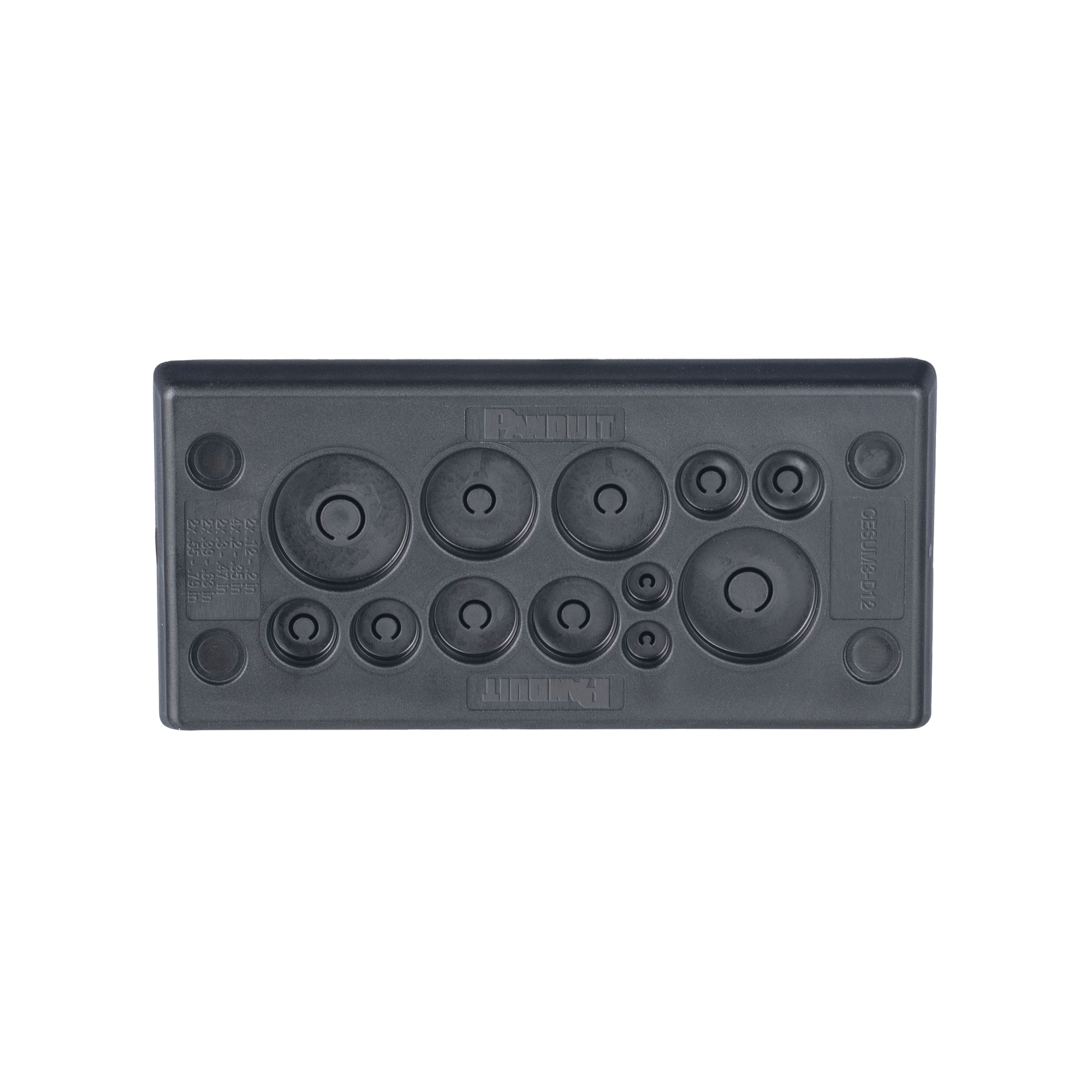 Pasacables Rectangular de Membrana, IP66, 3.39" x 1.42", 12 orificios, para Cables no Terminados. Color Negro