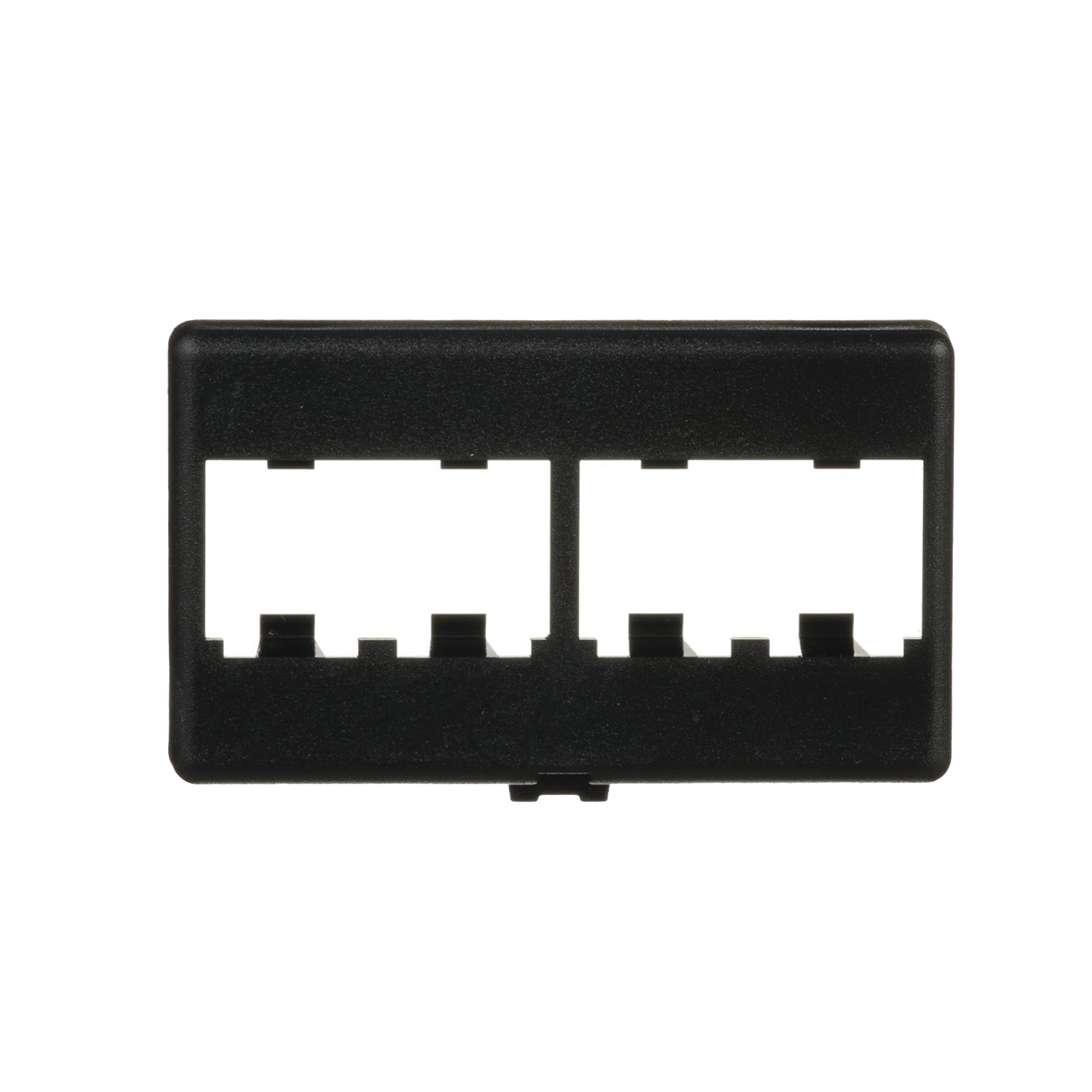 Placa de Mobiliario Modular Estándar, Salidas Para 4 Puertos Mini-Com, Color Negro