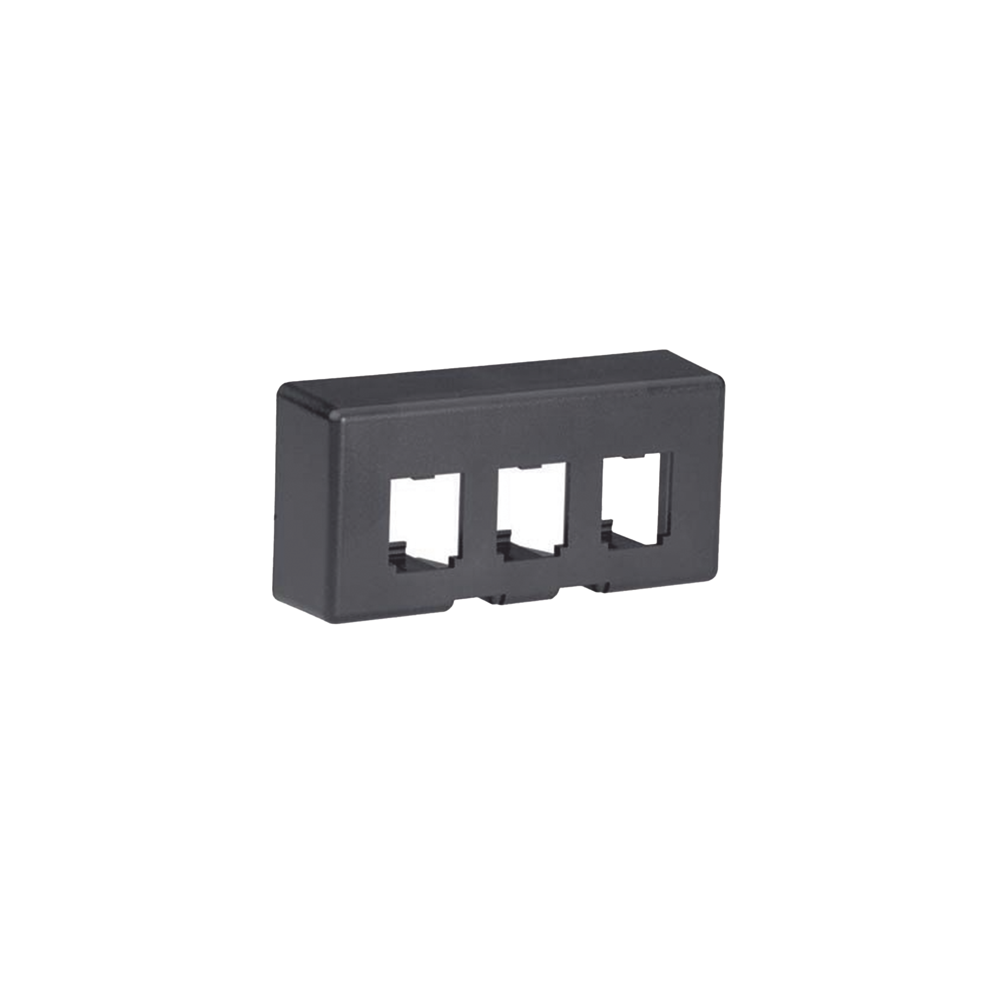 Placa de Mobiliario Modular Estándar, Salidas Para 3 Puertos Mini-Com, Color Negro