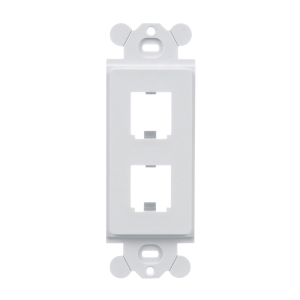 Marco de Módulo Dúplex, Para Placas Frontales Estándar GFCI, Acepta 2 Módulos Mini-Com, Color Blanco