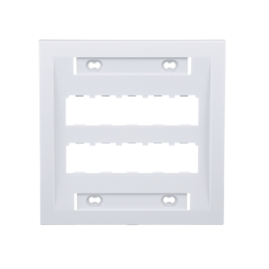 Placa de Pared Vertical Ejecutiva, Salida Para 10 Puertos Mini-Com, Con Espacios Para Etiquetas, Color Blanco