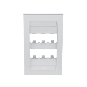 Placa de Pared Vertical Ejecutiva, Salida Para 6 Puertos Mini-Com, Con Espacios Para Etiquetas, Color Blanco