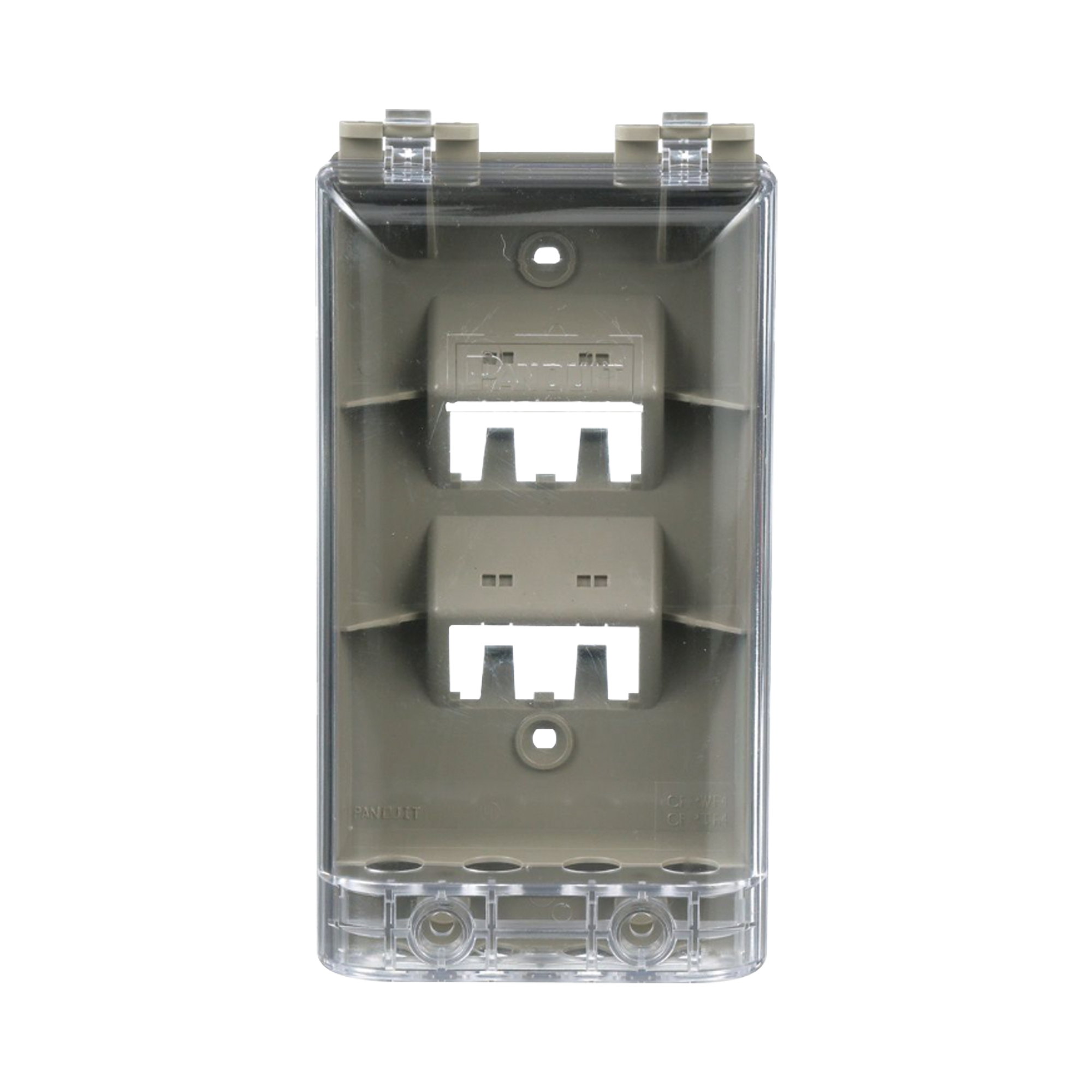 Placa de Pared Vertical, Resistente al Agua con Protección IP56, Acepta 4 Módulos Mini-Com, Color Gris