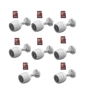 Kit de Camaras WiFi, Incluye 8 Piezas CS-H3C y 8 Piezas HS-TF-E1/32G / Detección de Movimiento