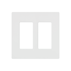 Placa de pared 2 espacios, para atenuador (dimmer), apagador ó control remoto inalámbrico LUTRON.