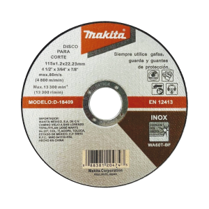 Disco de Corte de 7/8" de acero inoxidable, diámetro de 4-1/2"