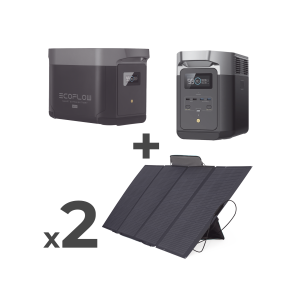 Kit de Estación de Energía Portátil 2048Wh + Batería Externa 2048Wh + 2 Paneles Solares Flexibles 400W (4096Wh, 800W Totales)
