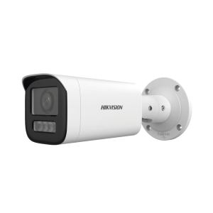 Bala IP 4 Megapíxel / Lente Motorizado 2.8 a 12 mm / Dual Light (50 mts IR + 50 mts Luz Blanca) / ACUSENSE Lite / Microfono Integrado / Exterior IP67 / WDR 120 dB / PoE  / Micro SD