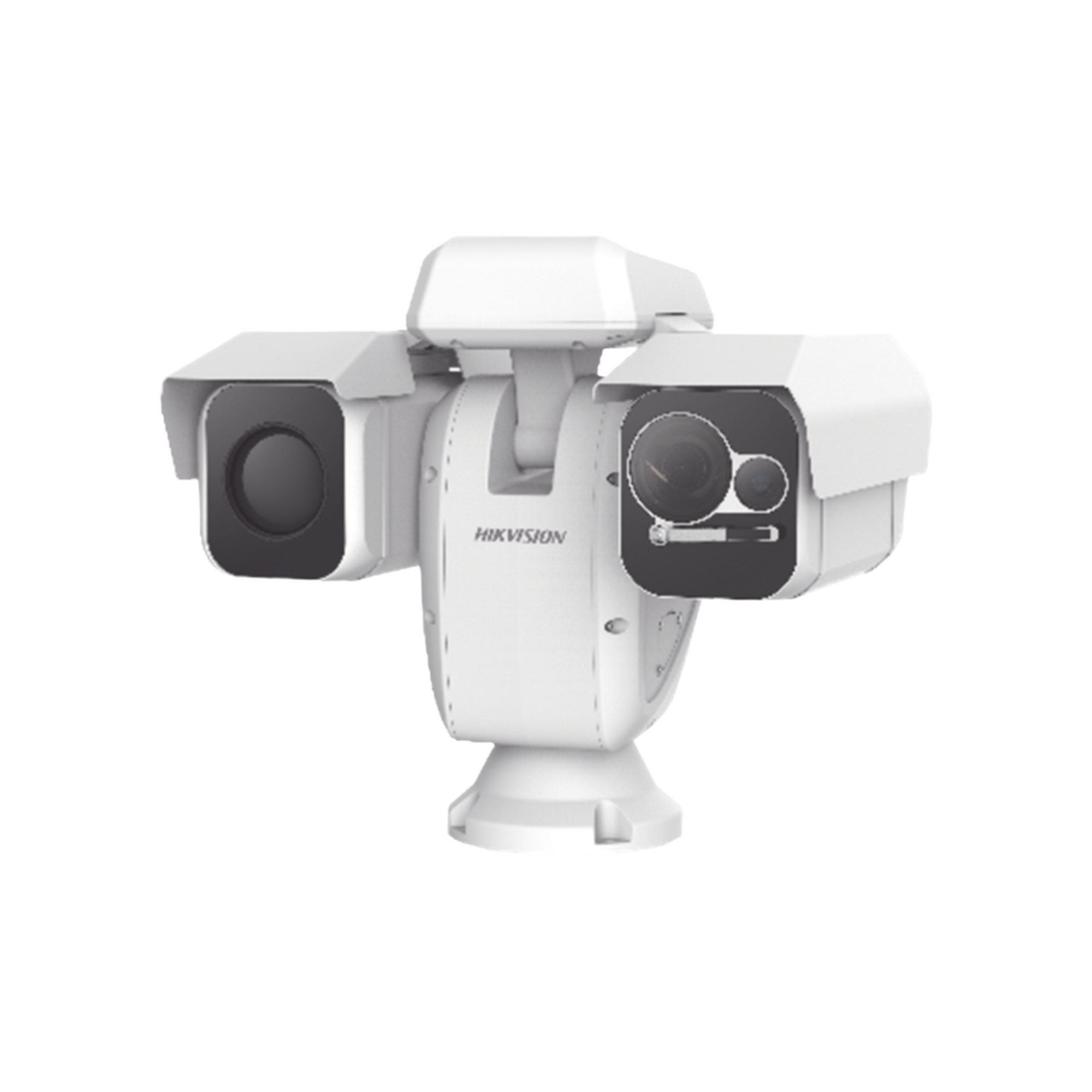 PTZ Punta de Poste IP Dual / Lente Térmico 100 mm (640 X 512) / Lente Óptico 56X Zoom (4 MP) / 800 mts IR Laser / 36 VCC / IP66 / Recubrimiento Anticorrosivo