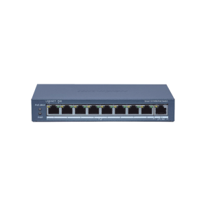 Switch Administrable PoE+ / 8 puertos 100 Mbps PoE+ / 1 puerto 1000 Mbps de Uplink / PoE hasta 300 Metros / Conexión Remota desde Hik-ParnerPro / 110 W