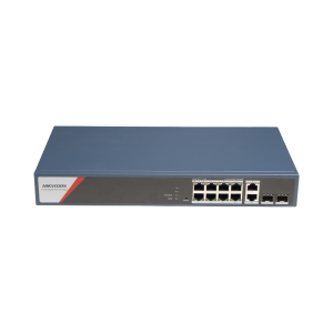 Switch Gigabit PoE+ / Administrable / 8 Puertos 1000 Mbps PoE+(4 Puertos PoE++ 90 W) / 2 Puertos 1000 Mbps de Uplink / 2 Puertos SFP / Configuración Nube Hik-PartnerPro / Modo Extendido hasta 300 Metros / 130 W