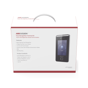 Kit de Control de Acceso TODO INCLUIDO con Lector de Rostros, QRs , Tarjetas y Huellas / 3,000 Rostros / Compatible con App Hik-Connect / Videoportero / Incluye Electroimán  Botón de Salida y Montajes Z y L para imán / HIK-IA