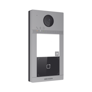 Videoportero IP 2 Megapixel / Llamada y Apertura Remota desde App Hik-Connect / PoE / Exterior IP65 + Antivandalico IK08 / 1 Departamento / Apertura con Tarjeta / Soporta 2 Puertas y hasta 6 Monitores