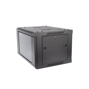 Gabinete para Montaje en Pared - Piso / Puerta de Cristal Templado / Cuerpo Fijo / 6 Unidades de Rack / 19" / Fabricado en Acero