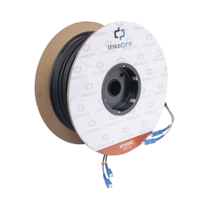 Carrete de Fibra Óptica Monomodo con Conectores SC-SC Duplex, Reforzada con Kevlar, de 100 metros