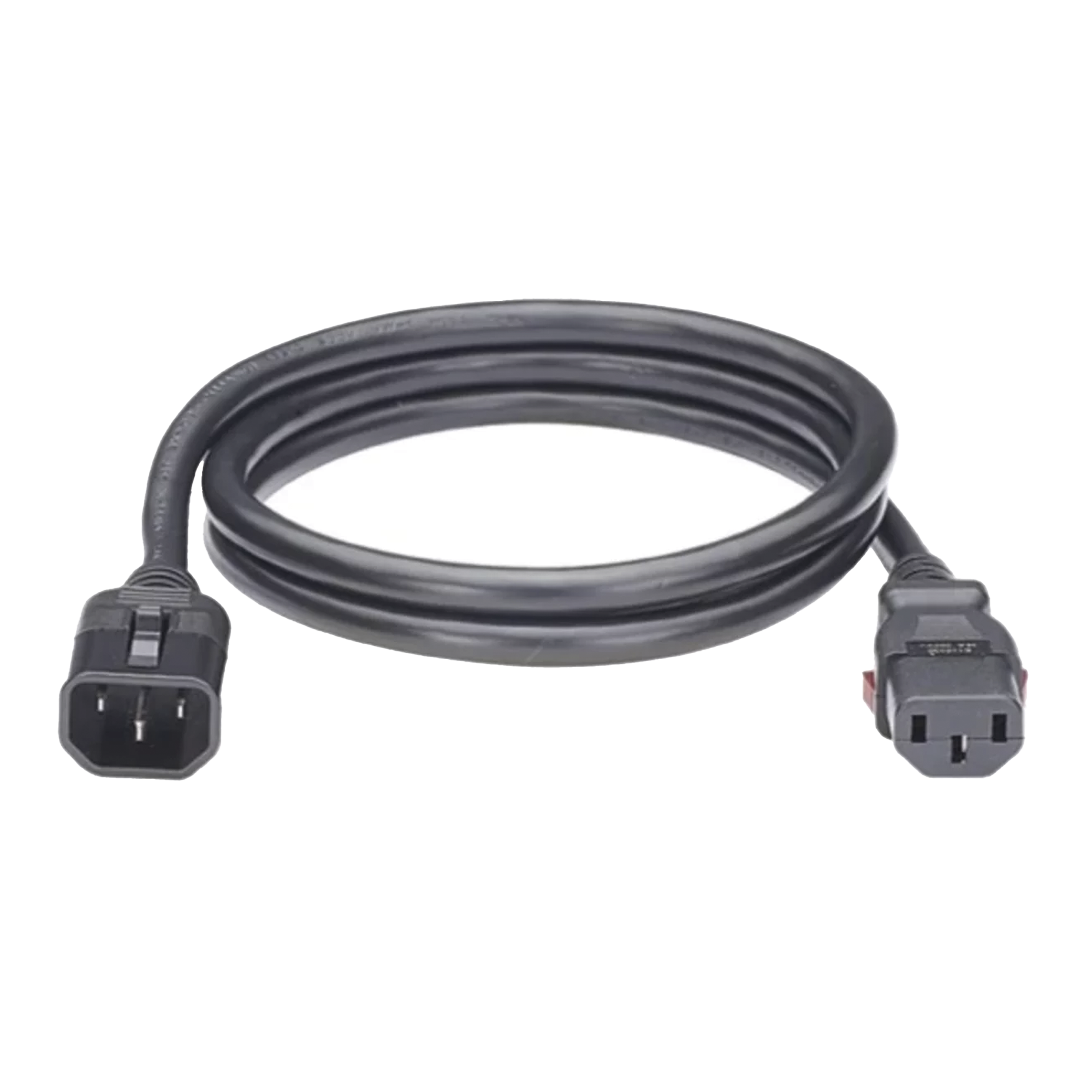 Cable de Alimentación Eléctrica Con Bloqueo de Seguridad, de IEC C14 a IEC C13, 1.8 Metros de Largo, Color Negro, 1 Pieza