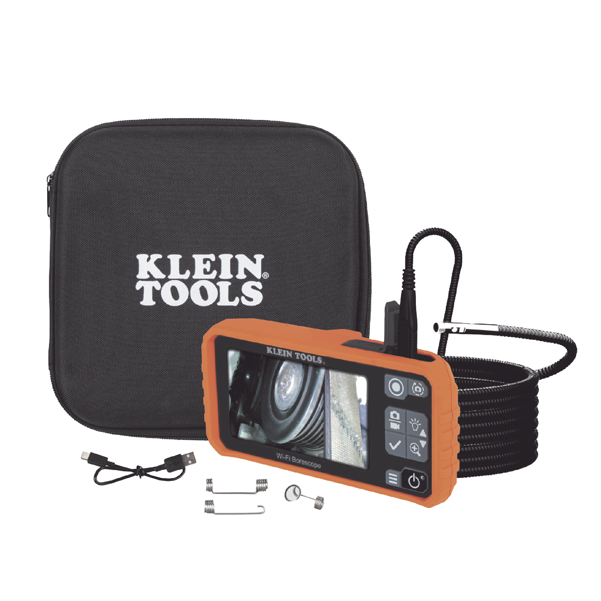 Dual Cámara Boroscopio Pro 5.5mm 720p USB-C/Wi-Fi, y LCD 4.3" a Color, Cuello de Cisne Blindado 10' (3m) con Imán y 6 LED´s. Batería Io-Li Recargable. Ideal en Industria Automotriz, Electricidad, HVAC, Plomería