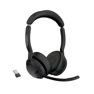 Jabra Evolve2 55, Auricular stereo versión MS, dongle USB-A con cancelación de ruido (25599-999-999)