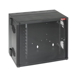 Gabinete AccessPlus de Montaje en Pared de 19in, Rieles Numerados y Roscados #10-32, Puerta con Ventana de Seguridad, 700 mm de Ancho, 637 mm de Profundidad, 26 UR, Color Negro