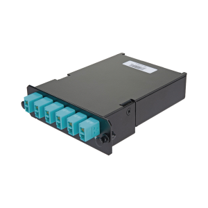 Placa Acopladora de Fibra Óptica FAP, Con 12 Pigtails y 6 Conectores LC Duplex (12 Fibras), Para Fibra Multimodo OM3/OM4, Color Aqua