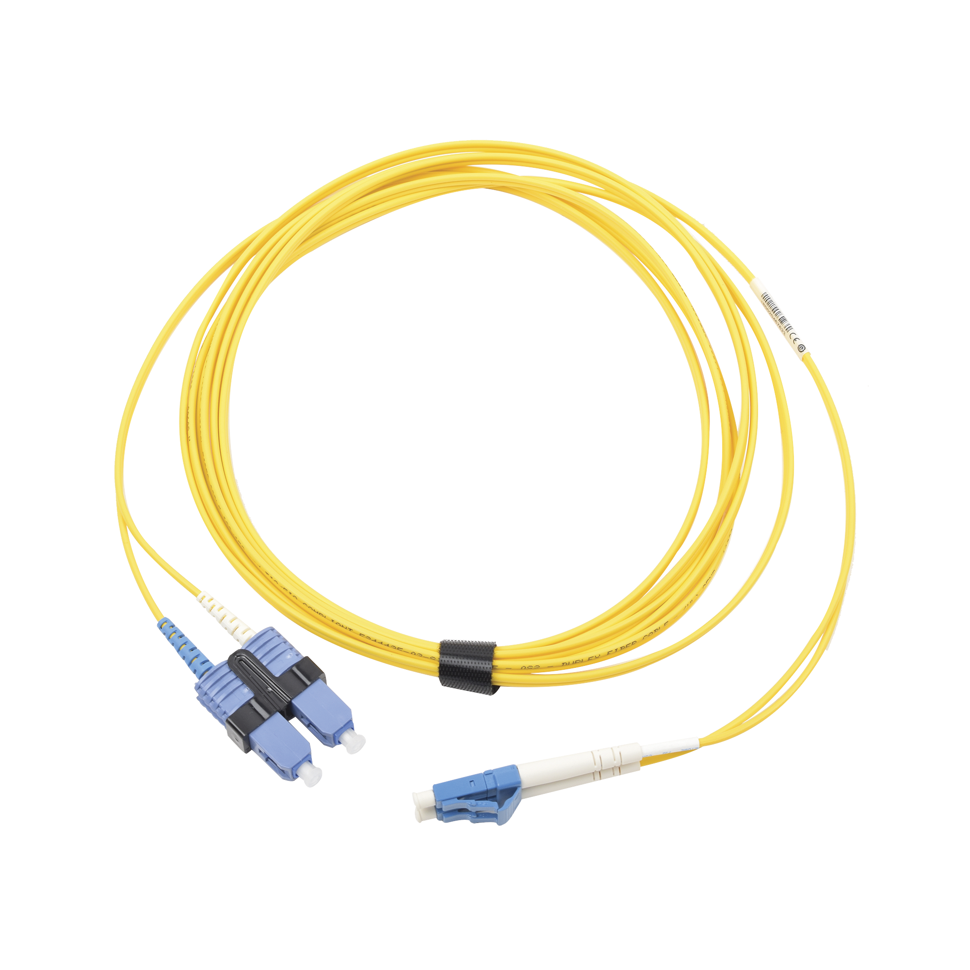 Jumper de Fibra Óptica Monomodo (OS2), XGLO, LC/UPC-SC/UPC Duplex, OFNR, Color Amarillo, 5 Metros