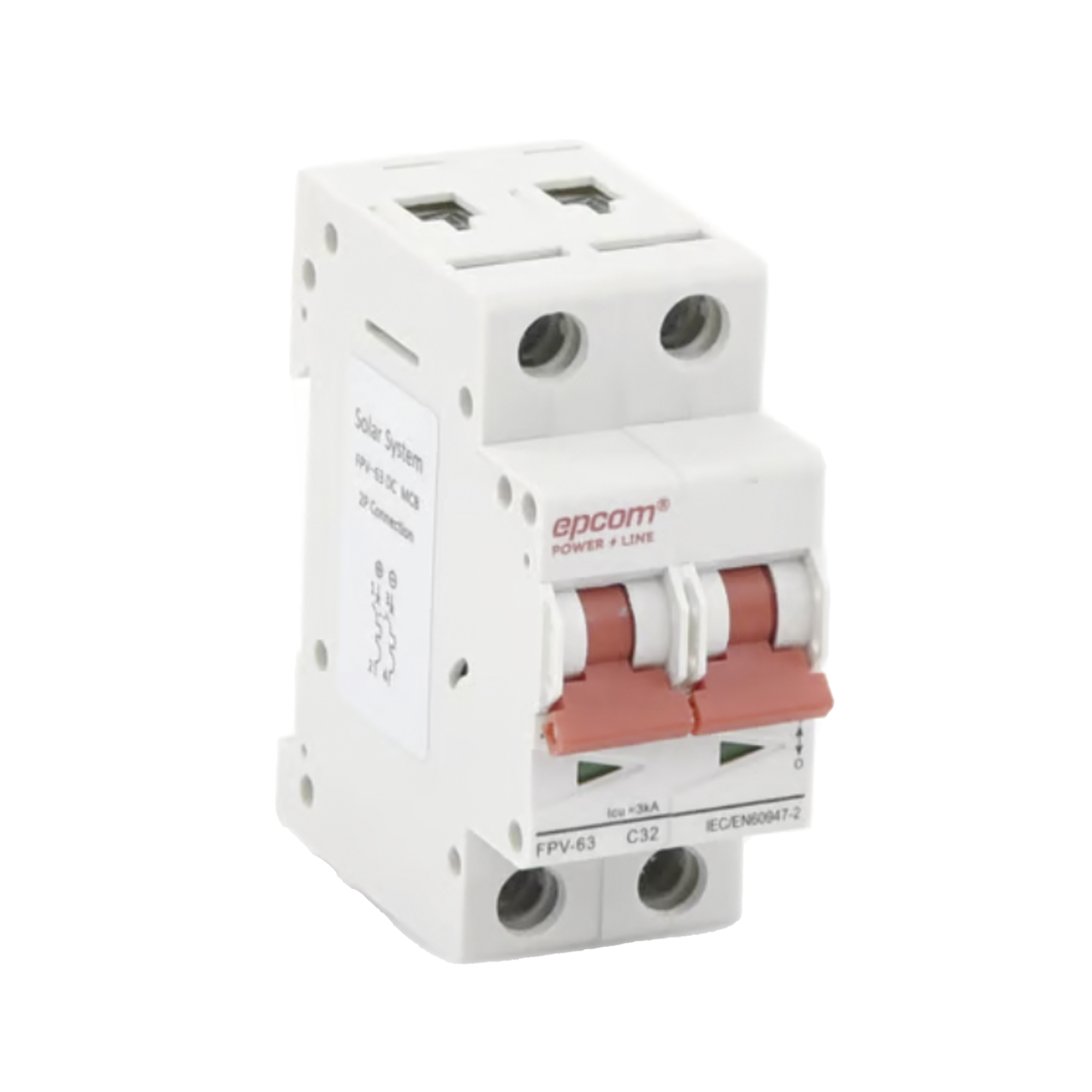 Protección Térmica/ Interruptor 2P, 32A, Corriente Directa 800 Vcc para Aplicación Fotovoltaica Montaje Riel DIN