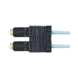 Conector de Fibra Óptica SC Duplex OptiCam, Multimodo 50/125 OM3/OM4, Pre-pulido, Color Aqua