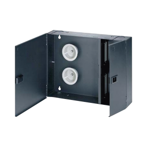 Caja de Conexión de Fibra Óptica, Para Montaje en Pared, Acepta 4 Placas Acopladoras FAP o FMP, Hasta 96 Fibras, Color Negro