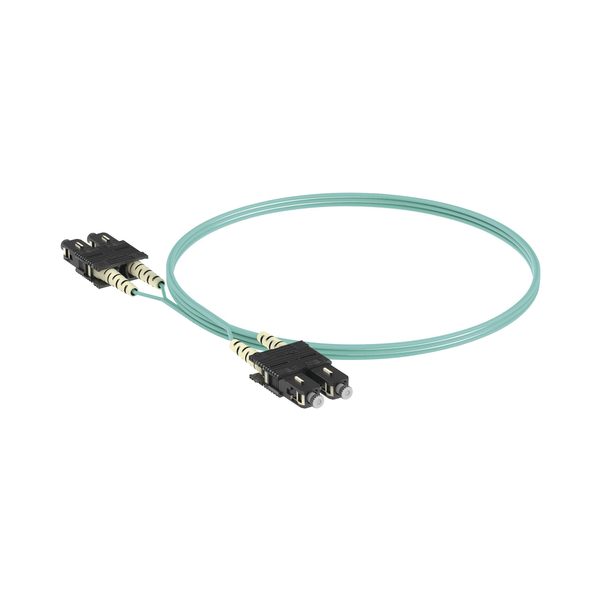 Jumper de Fibra Optica Multimodo 50/125 OM3, SC-SC Duplex, OFNR (Riser), Color Aqua, 2 Metros